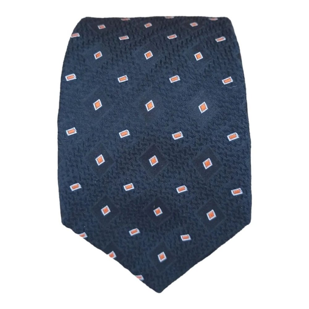🆕SANTOSTEFANO Current Black Geometric Silk Tie HANDMADE ITALY 60"/ 3.2" NWOT